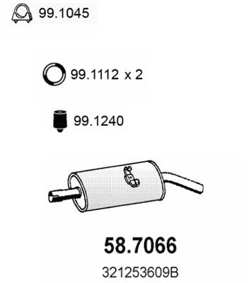 Глушитель выхлопных газов конечный ASSO 58.7066 для VW SANTANA