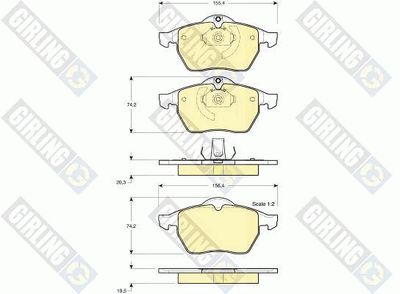 Комплект тормозных колодок, дисковый тормоз GIRLING 6112712 для CHEVROLET ASTRA