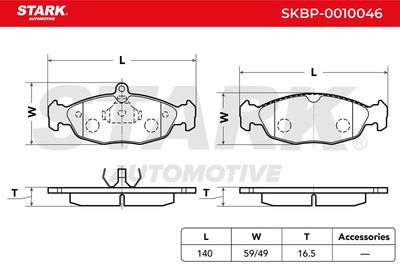 комплект спирачно феродо, дискови спирачки STARK SKBP-0010046