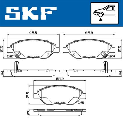 Комплект тормозных колодок, дисковый тормоз SKF VKBP 80322 A для FIAT TIPO