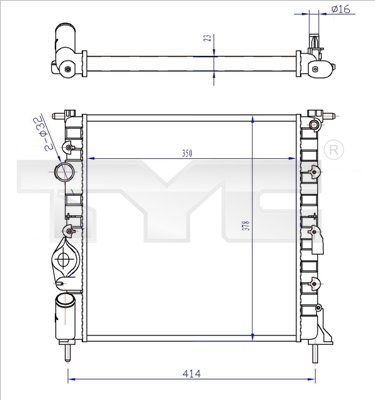 Радиатор, охлаждение двигателя TYC 728-0013-R для RENAULT CLIO