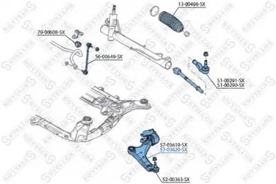 носач, окачване на колелата STELLOX 57-03620-SX