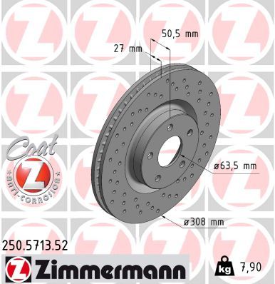 Тормозной диск ZIMMERMANN 250.5713.52 для FORD ECOSPORT