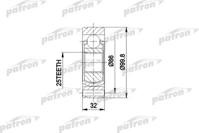 Шарнирный комплект, приводной вал PATRON PCV3020 для FIAT IDEA