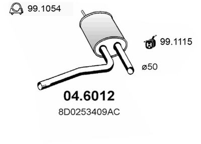 ASSO 04.6012 Глушитель выхлопных газов  для AUDI A4 (Ауди А4)