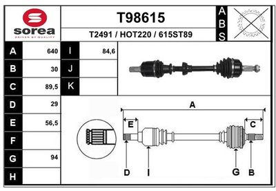 EAI T98615 Полуось в сборе для HONDA CR-V III (RE_) 2.2 i-CTDi 4WD (RE6) EAI T98615 Полуось в сборе для HONDA CR-V III (RE_) 2.2 i-CTDi 4WD (RE6)