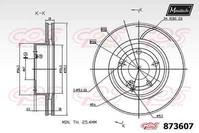 Тормозной диск MAXTECH 873607 для MERCEDES-BENZ SLS