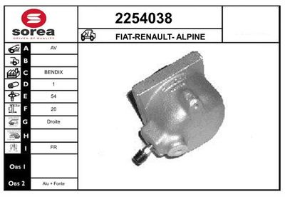 Тормозной суппорт EAI 2254038 для RENAULT 15