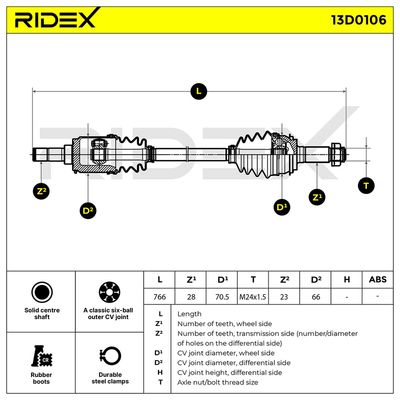 полуоска RIDEX