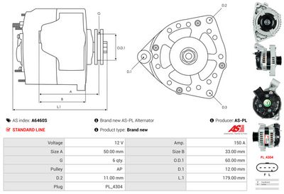 GENERATOR / ALTERNATOR AS-PL A6460S 4
