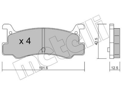 комплект спирачно феродо, дискови спирачки METELLI 22-0389-0