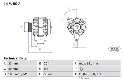 GENERATOR / ALTERNATOR BOSCH 0986083650