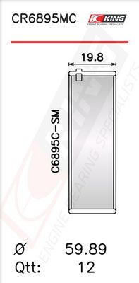 Черупка на биелен лагер KING CR6895MC0.5