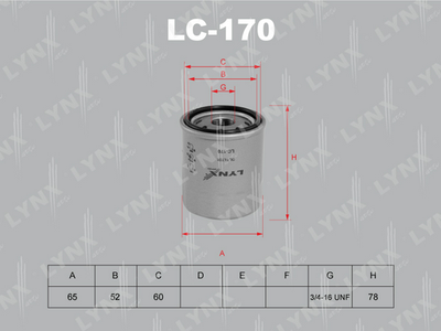 Масляный фильтр LYNXauto LC-170 для TOYOTA PORTE