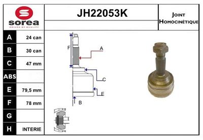 SNRA Homokineet reparatie set, aandrijfas (JH22053K)