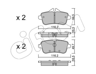 Комплект тормозных колодок, дисковый тормоз 822-968-3
