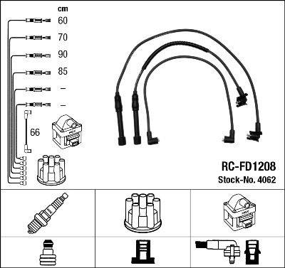 Комплект проводов зажигания NGK 4062 для FORD TRANSIT