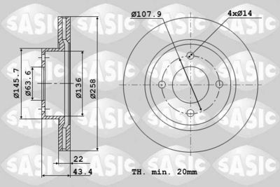 SASIC 9004817J Тормозные диски  для FORD FUSION (Форд Фусион)