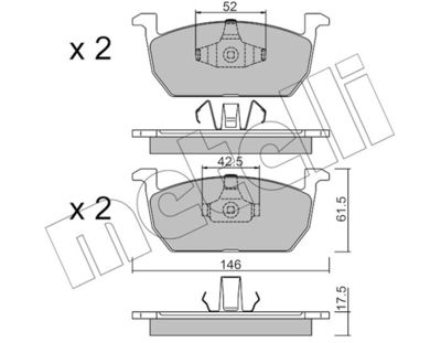 Комплект тормозных колодок, дисковый тормоз METELLI 22-1214-0 для VW T-CROSS