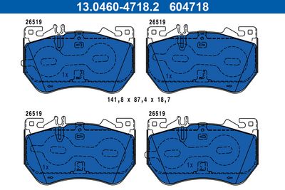 Zestaw klocków hamulcowych, hamulce tarczowe ATE 13.0460-4718.2