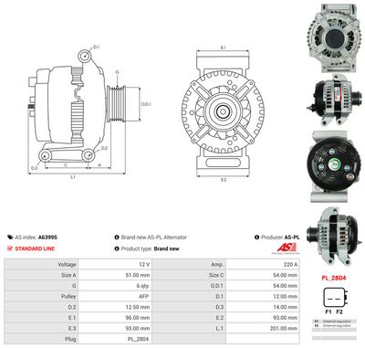 GENERATOR / ALTERNATOR AS-PL A6399S 4