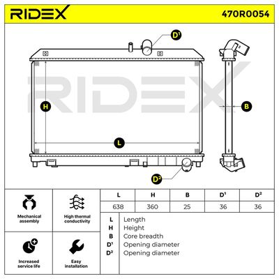 радиатор, охлаждане на двигателя RIDEX 470R0054