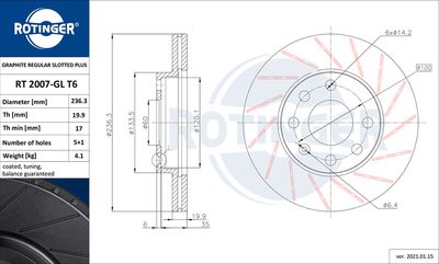 Tarcza hamulcowa ROTINGER RT 2007-GL T6
