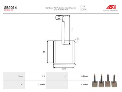 Kolborste, startmotor AS-PL SB9014