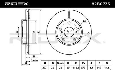 спирачен диск RIDEX 82B0735