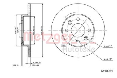 Tarcza hamulcowa METZGER AUTOTEILE 6110061