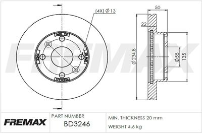 FREMAX BD-3246 Тормозные диски FREMAX для KIA RIO