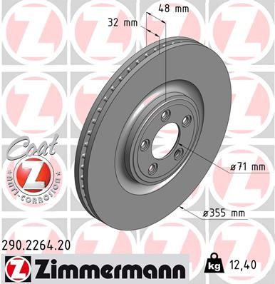 Тормозной диск ZIMMERMANN 290.2264.20 для JAGUAR F-TYPE