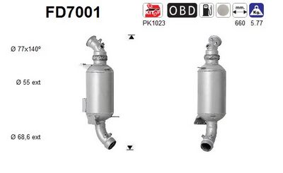 FILTRU FUNINGINE/PARTICULE SIST.DE ESAPAMENT AS FD7001