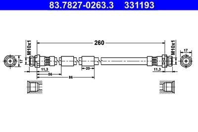 Тормозной шланг ATE 83.7827-0263.3 для FORD B-MAX