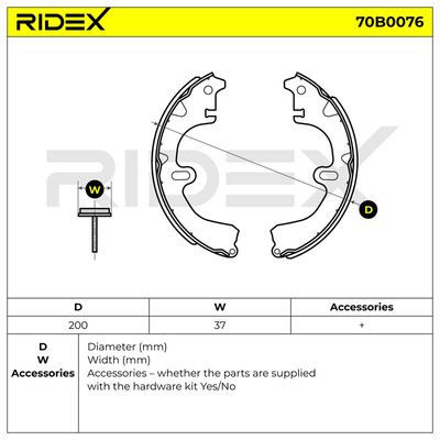 комплект спирачна челюст RIDEX 70B0076