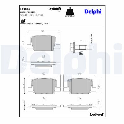 комплект спирачно феродо, дискови спирачки DELPHI LP4040