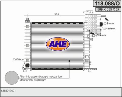 Радиатор, охлаждение двигателя AHE 118.088/O для MERCEDES-BENZ V-CLASS