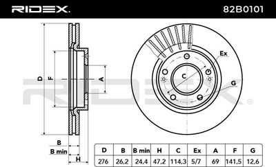 спирачен диск RIDEX 82B0101