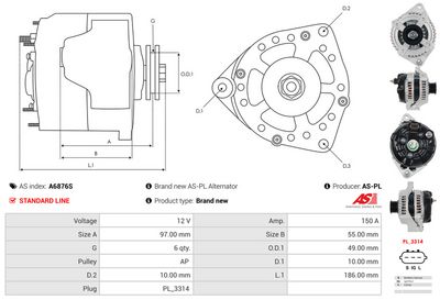 GENERATOR / ALTERNATOR AS-PL A6876S 4