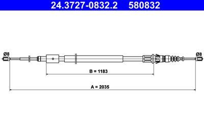 Cable Pull, parking brake 24.3727-0832.2