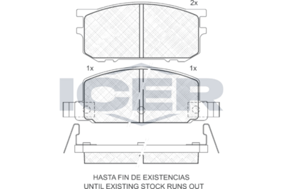комплект спирачно феродо, дискови спирачки ICER 180308