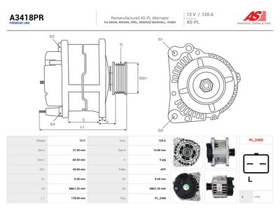 Alternátor AS-PL Remanufactured AS A3418PR