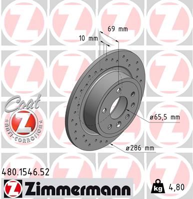 Bromsskiva ZIMMERMANN 480.1546.52