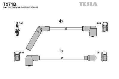Комплект проводов зажигания TESLA T974B для MITSUBISHI L300
