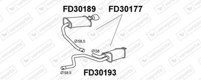 VENEPORTE FD30177 Глушитель выхлопных газов  для FORD MONDEO I седан (GBP) 2.5 i 24V