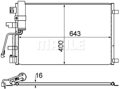 Конденсатор, кондиционер MAHLE AC 607 001S для NISSAN QASHQAI
