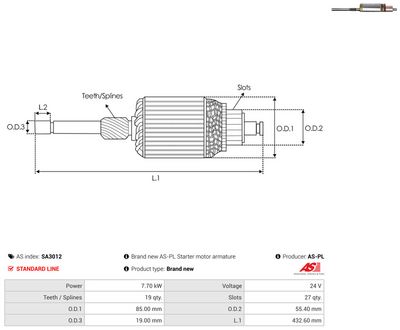 Rotor, štartér AS-PL SA3012
