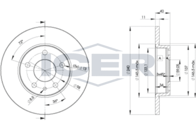 ICER 78BD1437-2 Тормозные диски  для ALFA ROMEO SPIDER (916_) 2.0 V6 Turbo (916S2A)