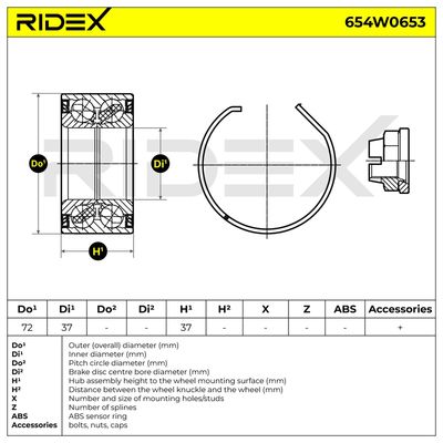 комплект колесен лагер RIDEX 654W0653