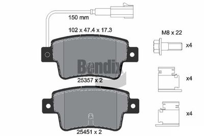 Комплект тормозных колодок, дисковый тормоз BENDIX Braking BPD1311 для ABARTH PUNTO